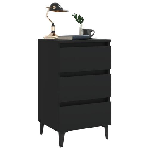 Sengeskabe m. metalben 2 stk. 40x35x69 cm sort