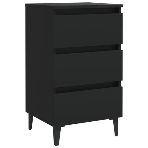 Sengeskabe m. metalben 2 stk. 40x35x69 cm sort