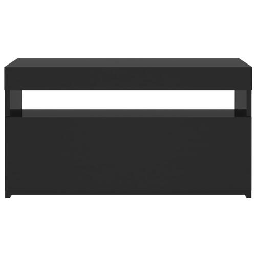Tv-bord med LED-lys 75x35x40 cm sort