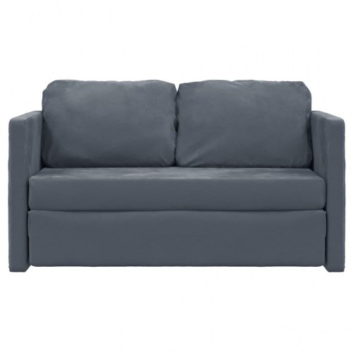2-i-1 sovesofa i velour - mørkegrå, 122×204×55 cm