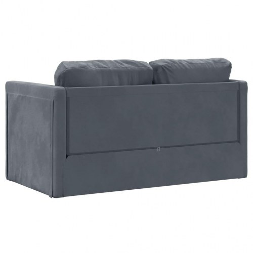 2-i-1 sovesofa i velour - mørkegrå, 122×204×55 cm