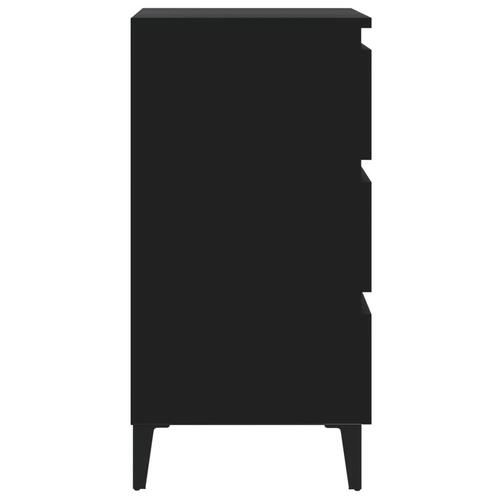 Sengeskabe m. metalben 2 stk. 40x35x69 cm sort