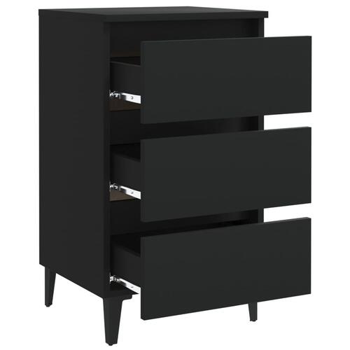 Sengeskabe m. metalben 2 stk. 40x35x69 cm sort
