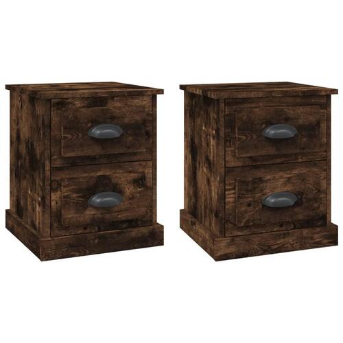 Sengeborde 2 stk. 39x39x47,5 cm konstrueret træ røget eg