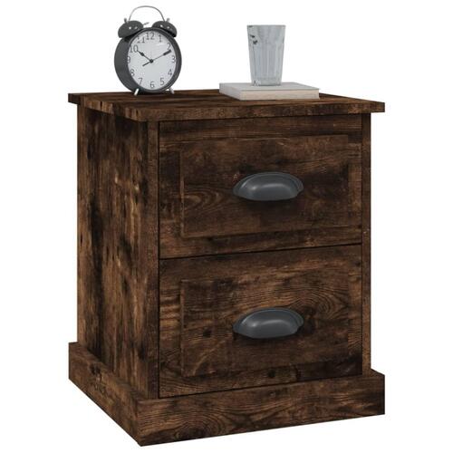 Sengeborde 2 stk. 39x39x47,5 cm konstrueret træ røget eg