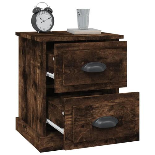 Sengeborde 2 stk. 39x39x47,5 cm konstrueret træ røget eg