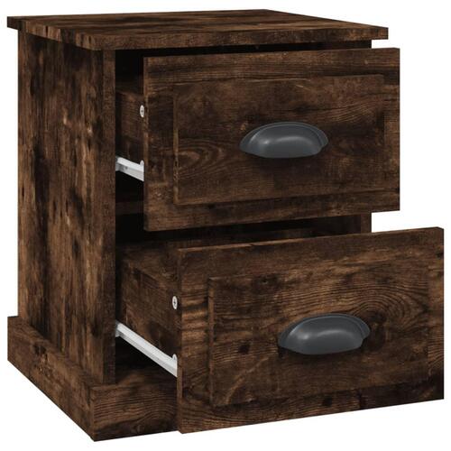 Sengeborde 2 stk. 39x39x47,5 cm konstrueret træ røget eg