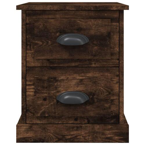 Sengeborde 2 stk. 39x39x47,5 cm konstrueret træ røget eg
