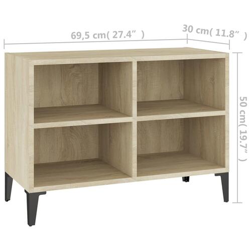 Tv-skab m. metalben 69,5x30x50 cm sonoma-eg