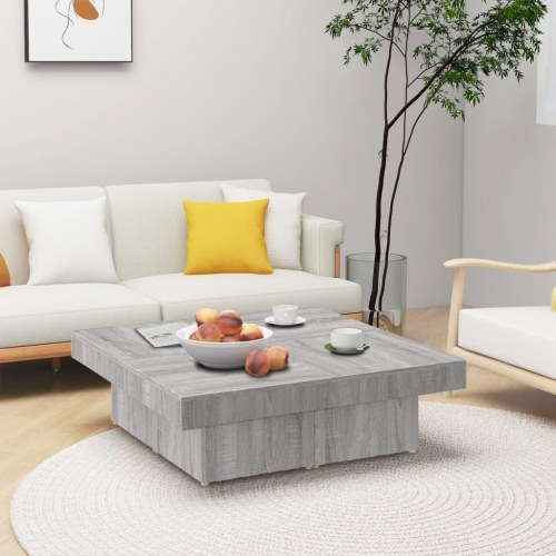 Sofabord 90 × 90 × 28 cm i konstrueret træ - grå sonoma-eg