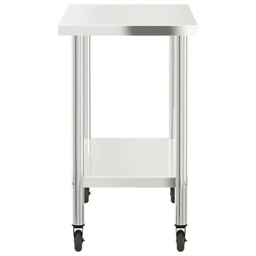 Arbejdsbord med hjul til køkken 110x55x85 cm rustfrit stål