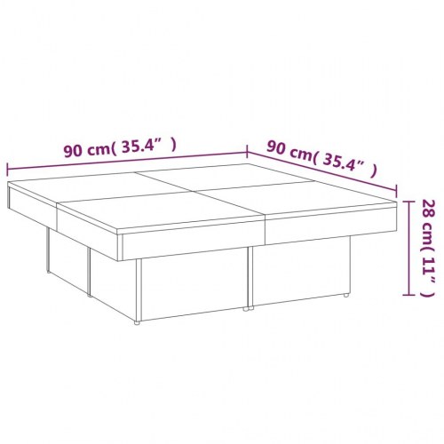 Sofabord 90 × 90 × 28 cm i konstrueret træ - grå sonoma-eg