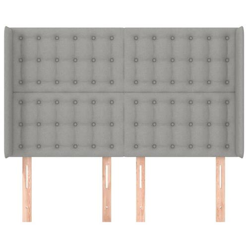 Sengegavl med kanter 147x16x118/128 cm stof lysegrå