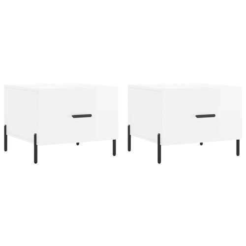 Sofaborde 2 stk. 50x50x40 cm konstrueret træ hvid højglans