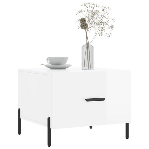 Sofaborde 2 stk. 50x50x40 cm konstrueret træ hvid højglans