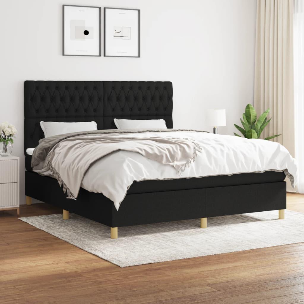 Kontinentalseng med madras 180x200 cm - stof, sort billede
