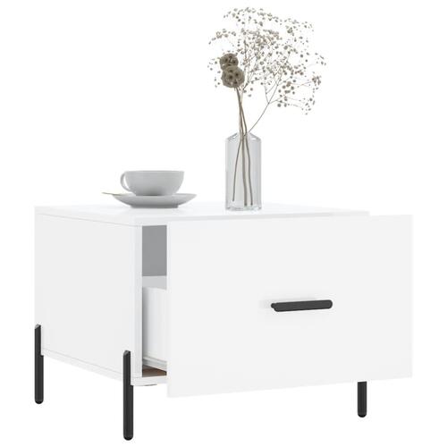 Sofaborde 2 stk. 50x50x40 cm konstrueret træ hvid højglans