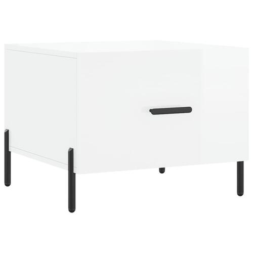 Sofaborde 2 stk. 50x50x40 cm konstrueret træ hvid højglans