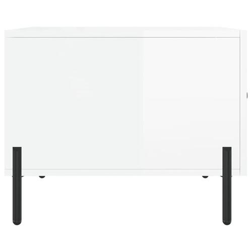 Sofaborde 2 stk. 50x50x40 cm konstrueret træ hvid højglans