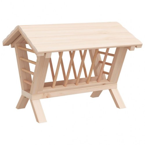 Høfoderautomat til smådyr 44 x 33 x 33 cm - massivt fyrretræ