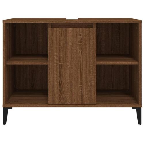 Underskab til håndvask 80x33x60 cm konstrueret træ brunt eg