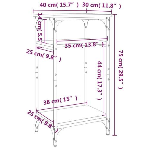 Sidebord 40x30x75 cm konstrueret træ sort