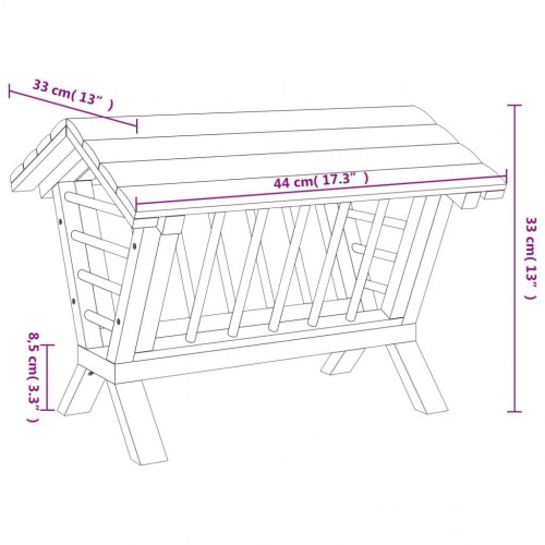 Høfoderautomat til smådyr 44 x 33 x 33 cm - massivt fyrretræ