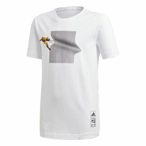 Børne Kortærmet T-shirt Adidas Iron Man Graphic Hvid 9-10 år