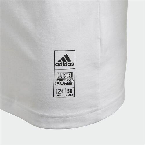 Børne Kortærmet T-shirt Adidas Iron Man Graphic Hvid 9-10 år