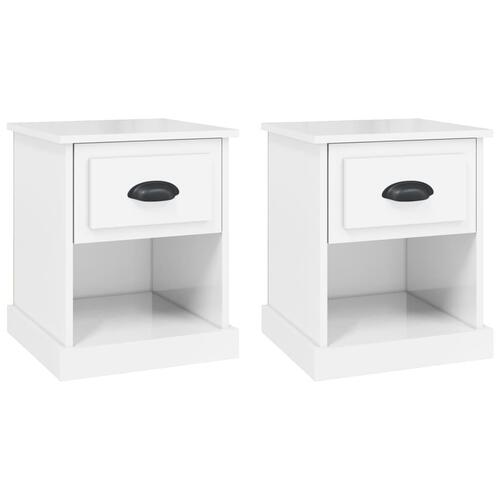 Sengeborde 2 stk. 39x39x47,5 cm konstrueret træ hvid højglans