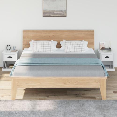 Sengeborde 2 stk. 39x39x47,5 cm konstrueret træ hvid højglans