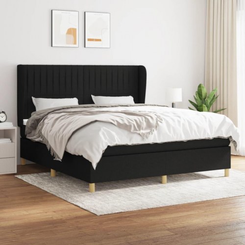 Kontinentalseng med madras 180×200 cm - stof, sort