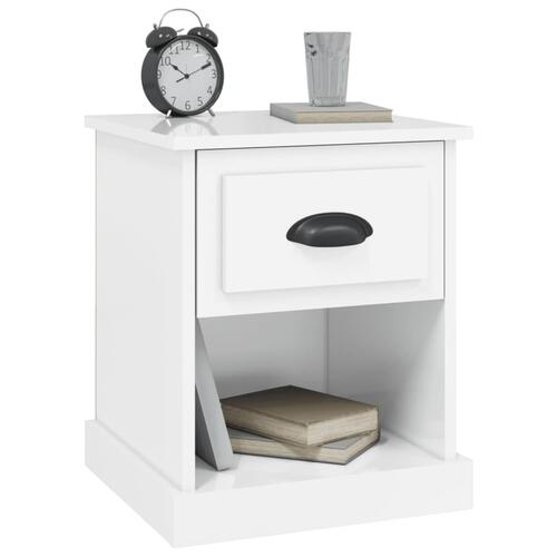 Sengeborde 2 stk. 39x39x47,5 cm konstrueret træ hvid højglans