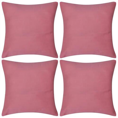 4 pink pudebetræk i bomuld 40 x 40 cm