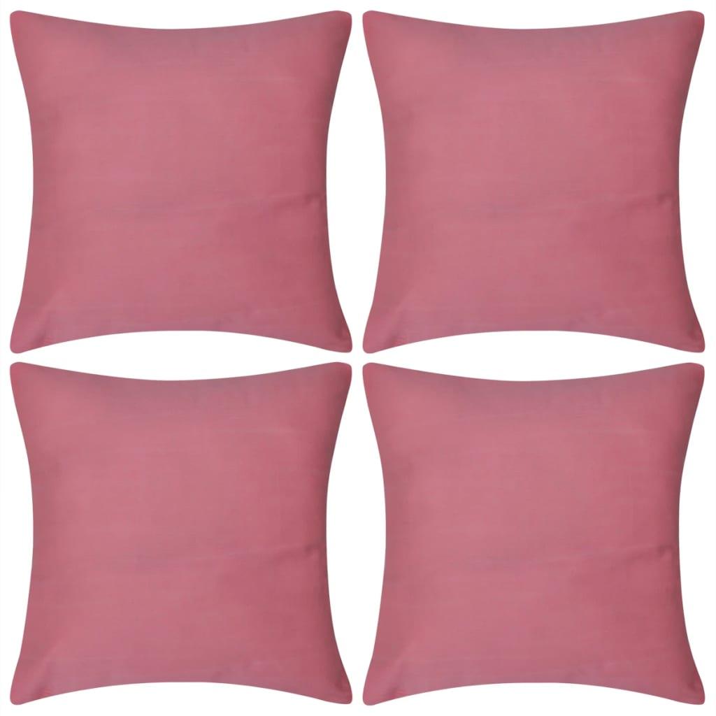 4 pink pudebetræk i bomuld 40 x 40 cm