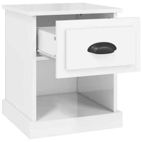 Sengeborde 2 stk. 39x39x47,5 cm konstrueret træ hvid højglans