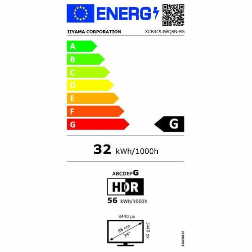 Skærm Iiyama XCB3494WQSN-B5 LED VA Flicker free 50-60 Hz
