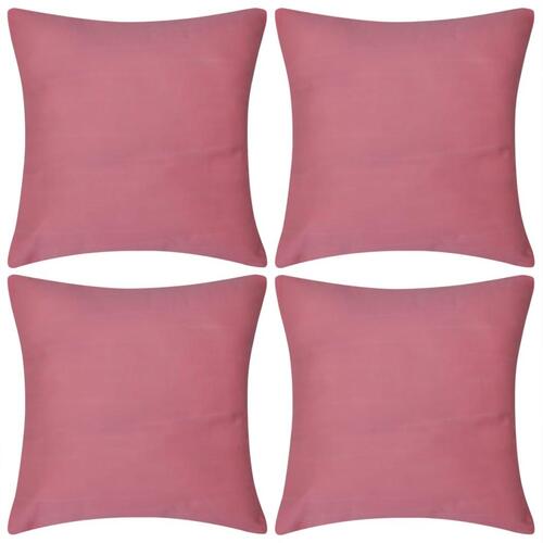 4 Pink pudebetræk bomuld 50 x 50 cm
