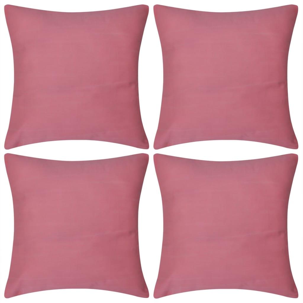 4 Pink pudebetræk bomuld 50 x 50 cm