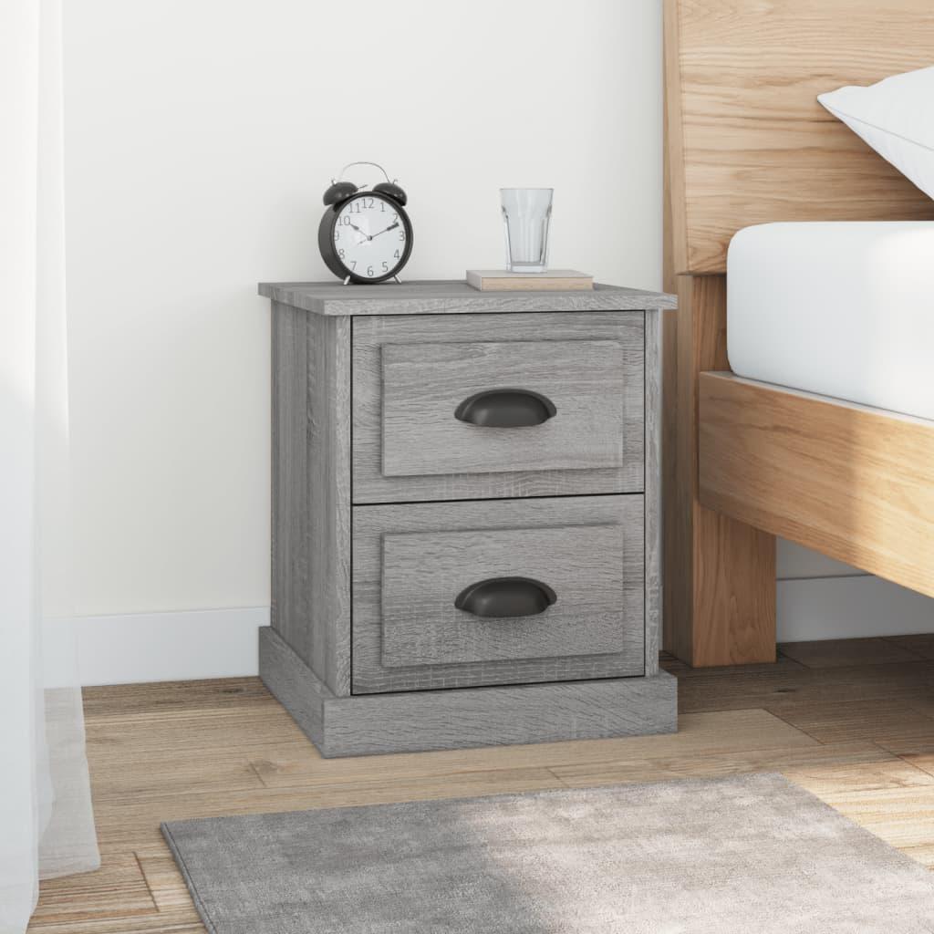 Sengeborde 2 stk. 39x39x47,5 cm konstrueret træ grå sonoma-eg