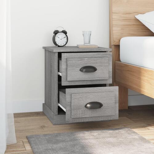 Sengeborde 2 stk. 39x39x47,5 cm konstrueret træ grå sonoma-eg