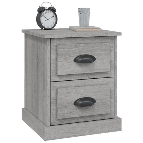 Sengeborde 2 stk. 39x39x47,5 cm konstrueret træ grå sonoma-eg