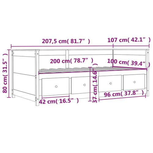 Daybed 100x200 cm massivt fyrretræ gyldenbrun