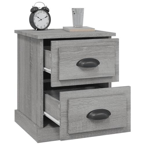 Sengeborde 2 stk. 39x39x47,5 cm konstrueret træ grå sonoma-eg
