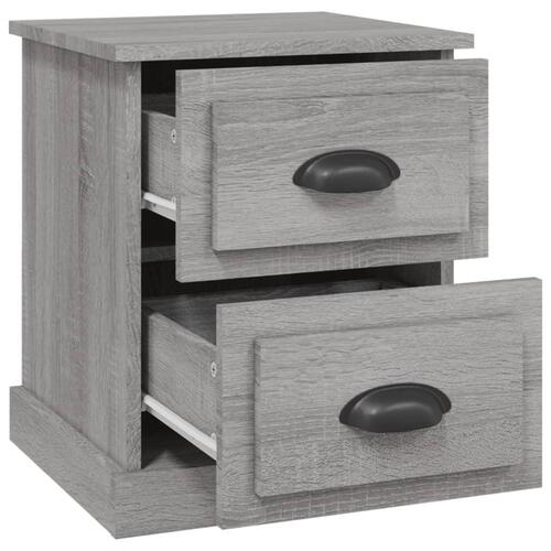 Sengeborde 2 stk. 39x39x47,5 cm konstrueret træ grå sonoma-eg