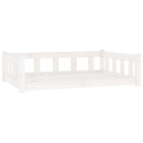 Hundeseng 105,5x75,5x28 cm massivt fyrretræ hvid