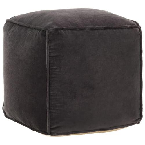 Puf 40x40x40 cm bomuldsvelour antracitgrå