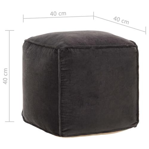 Puf 40x40x40 cm bomuldsvelour antracitgrå