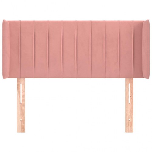Sengegavl med kanter 83 x 16 x 78/88 cm fløjl - lyserød