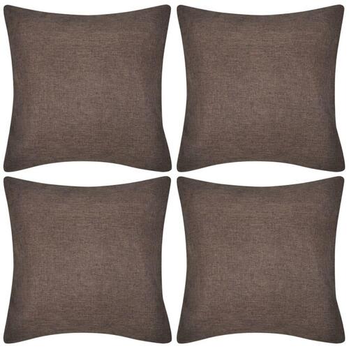4 Brune pudebetræk linen-look 40 x 40 cm